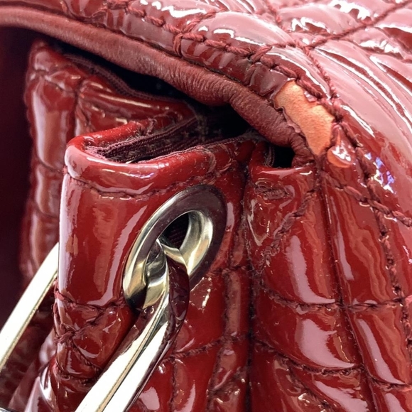 Dior New Rock Cannage Handbag Chain Shoulder Enamel Red - Picture 7 of 9